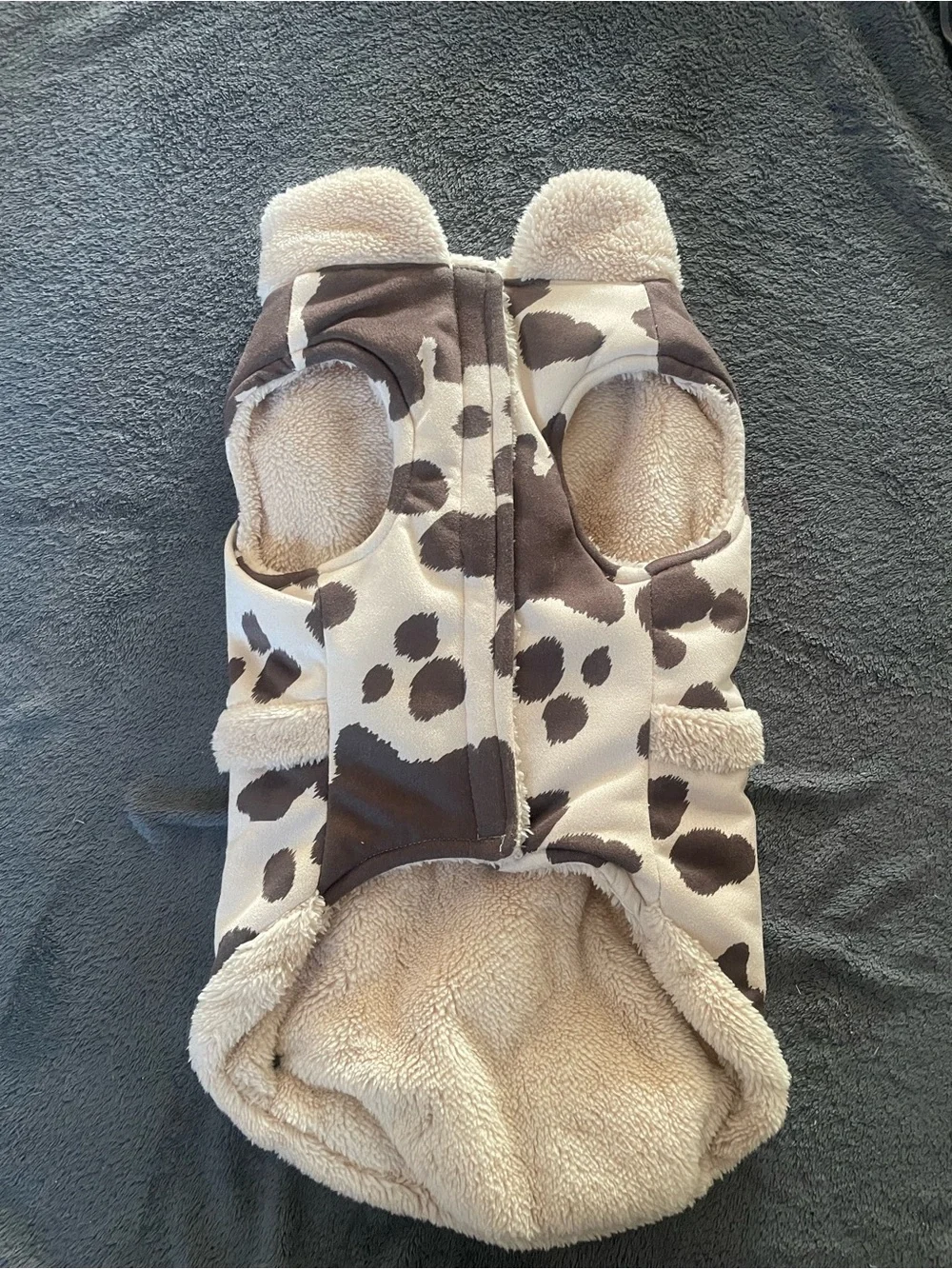 Jessica Simpson Cow-Print Sherpa Dog Jacket - Cream & Brown